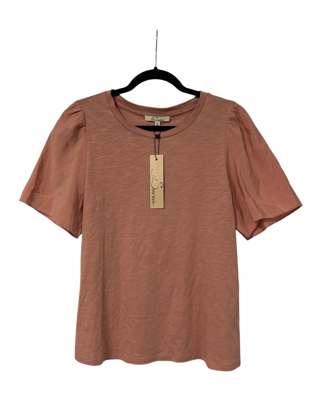 Les Serein Short-Sleeve Puff Sleeve Tee in Rusty Rose NWT